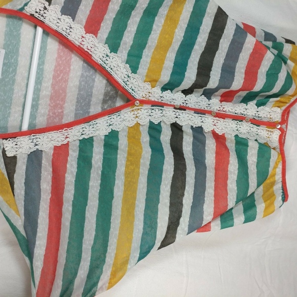 cache cache womens large stripe lace button boho c - Picture 5 of 6